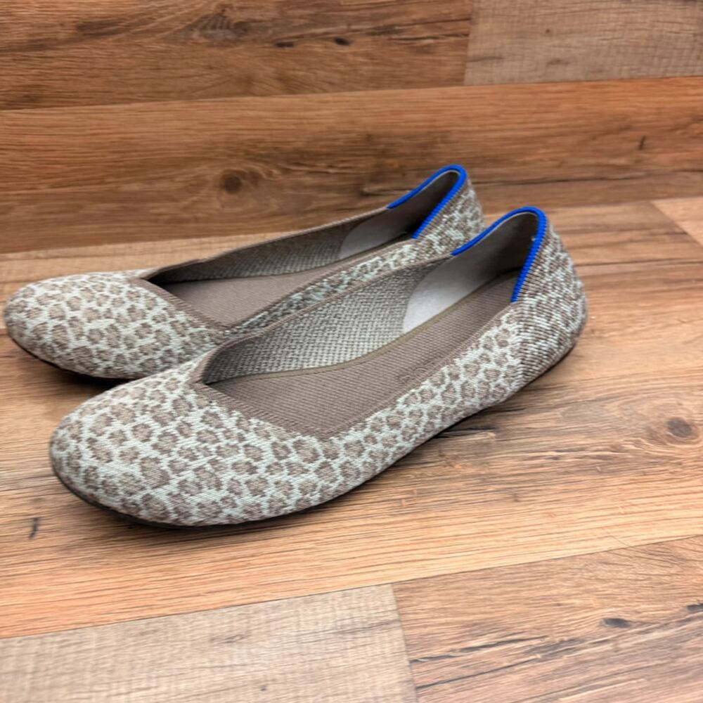 Rothy's The Flat Size 9  Round Toe Spotted Leopard Print Shoes Slip On Washable